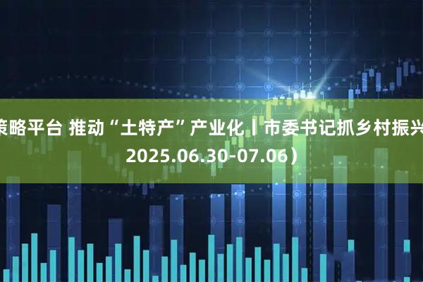 E策略平台 推动“土特产”产业化丨市委书记抓乡村振兴（2025.06.30-07.06）